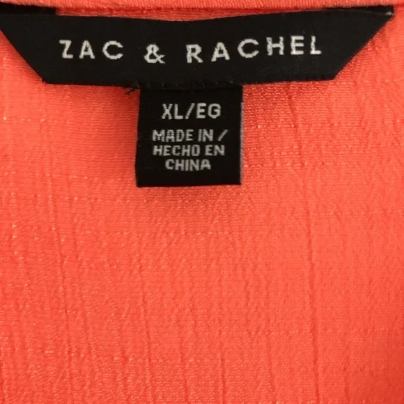 Zac and Rachel Flowy Blouse Roll Tab Sleeves Orange XL - Picture 6 of 7